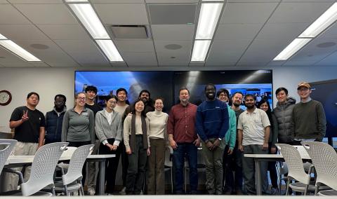 A photo of the necstlab group members at the February 2, 2024 group meeting, where alumnus Fred Daso visited and shared his experiences at MIT and afterwards.